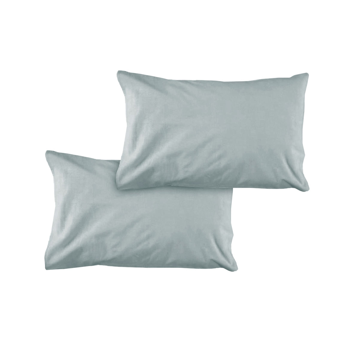 V442-ATX-PILLOWC-PAIRSOLID-SILVER-ST-155350-00 Pair of Solid Colour Microfiber Standard Pillowcases 48x73cmx15cm (Flap) Silver - Image 1