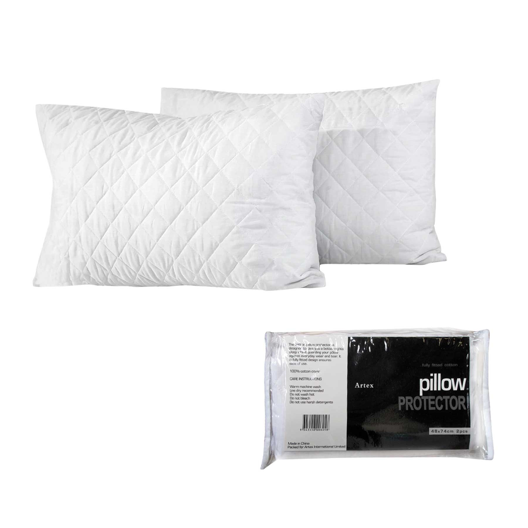 V442-ATX-PILLOWP-PAIRCOTTON-WHITE-ST-79374-00 Artex Pair of Cotton Standard Pillow Protectors - Image 1