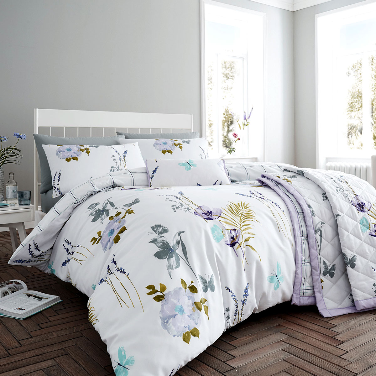 V442-ATX-QUILTCS-FLORA-LILAC-SK-79331-00 Flora Lilac Quilt Cover Set Super King - Image 1