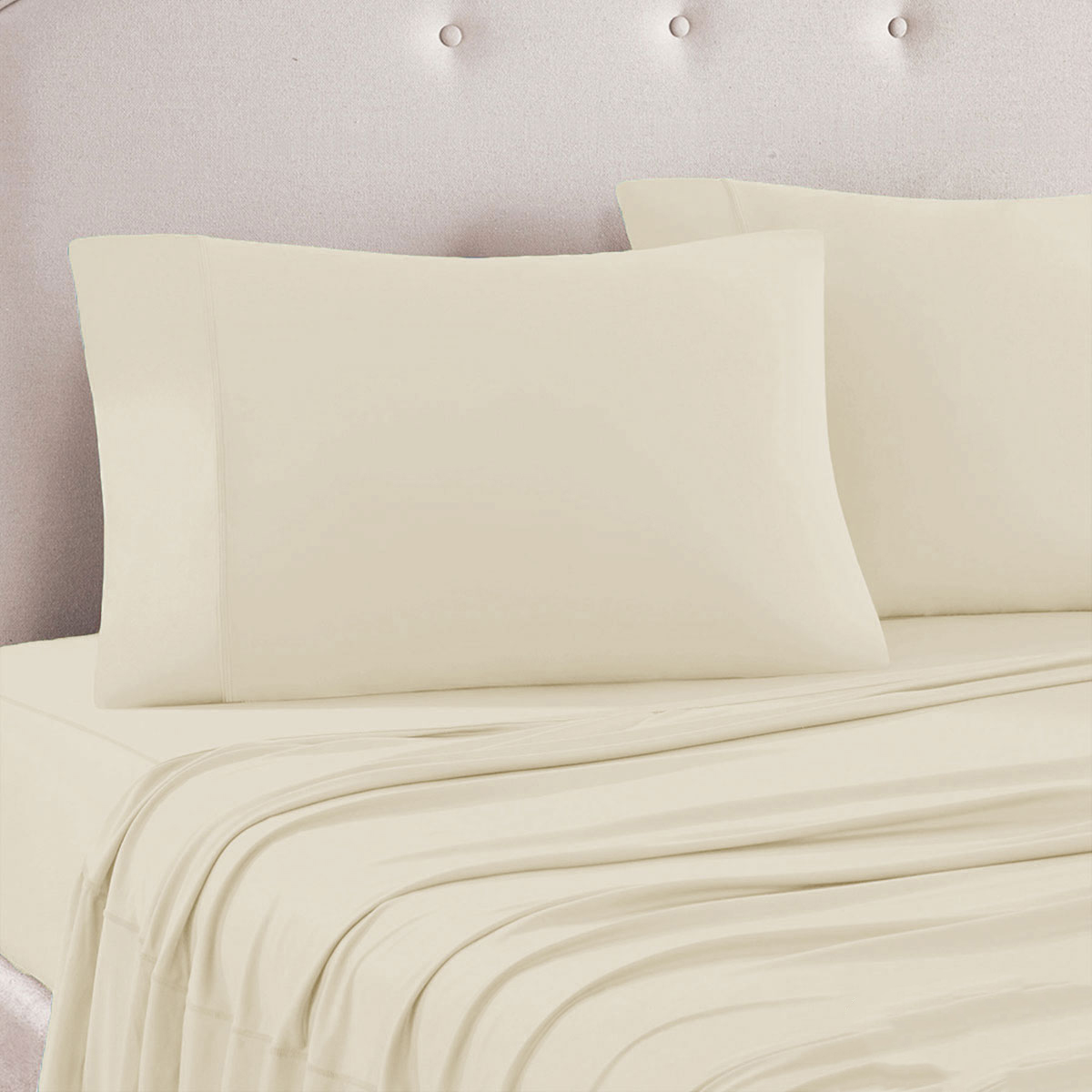 V442-ATX-SHEETS-24MICROFBER-CREAM-KI-173800-00 Art Terrace Microfiber Sheet Set King 33cm Wall Cream - Image 1