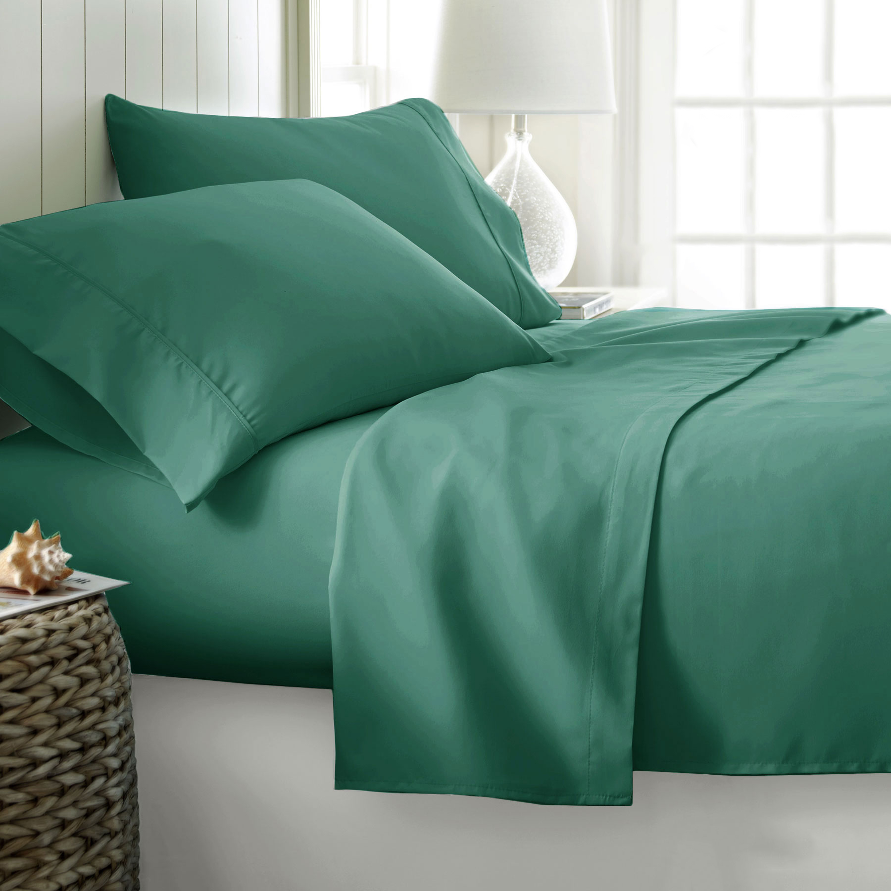 V442-ATX-SHEETS-400TCCOTTON-TEAL-KI-202503241651-00 400TC Cotton Sateen Sheet Set King Teal - Image 1