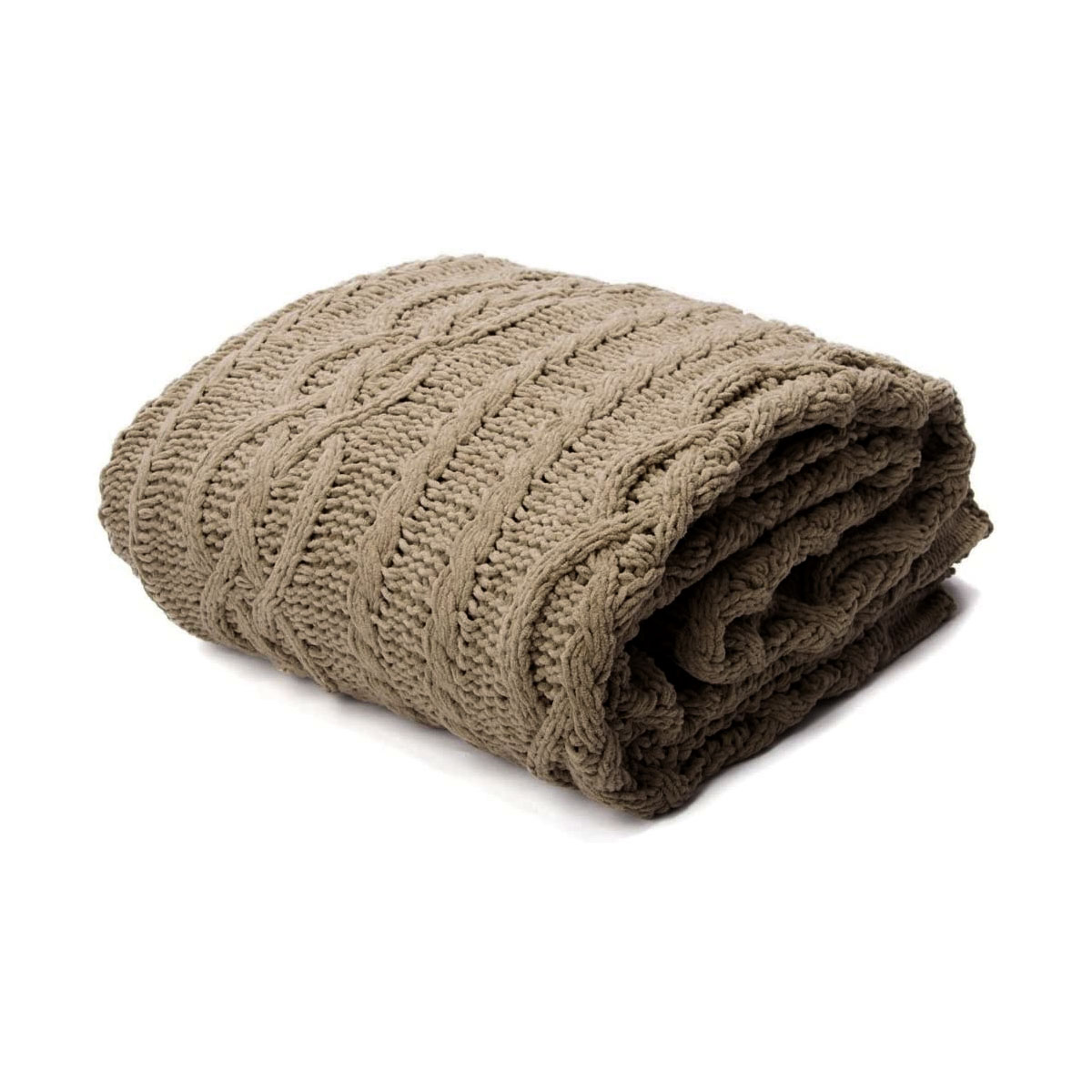 V442-ATX-THROW-ASHER-BROWN-RE-79403-00 Asher Brown Knitted Throw Rug - Image 1