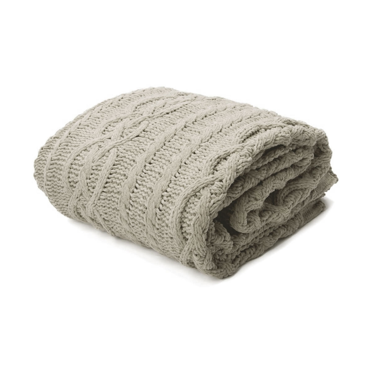 V442-ATX-THROW-ASHER-TAUPE-RE-79404-00 Asher Taupe Knitted Throw Rug - Image 1