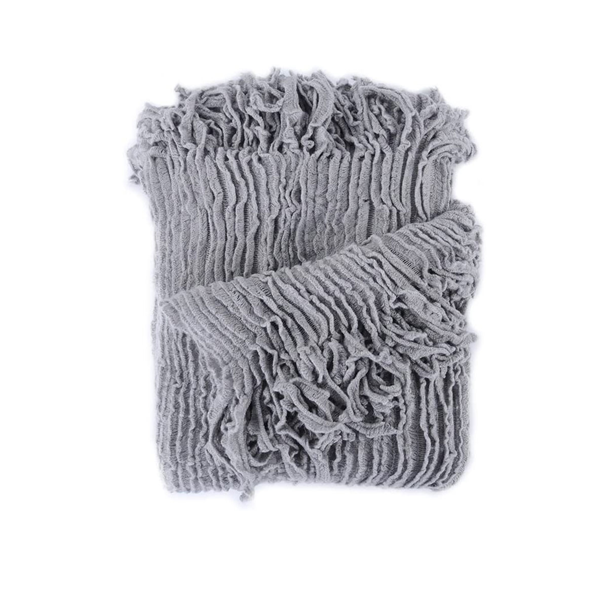 V442-ATX-THROW-DYLAN-GREY-RE-79405-00 Dylan Grey Knitted Throw Rug - Image 1