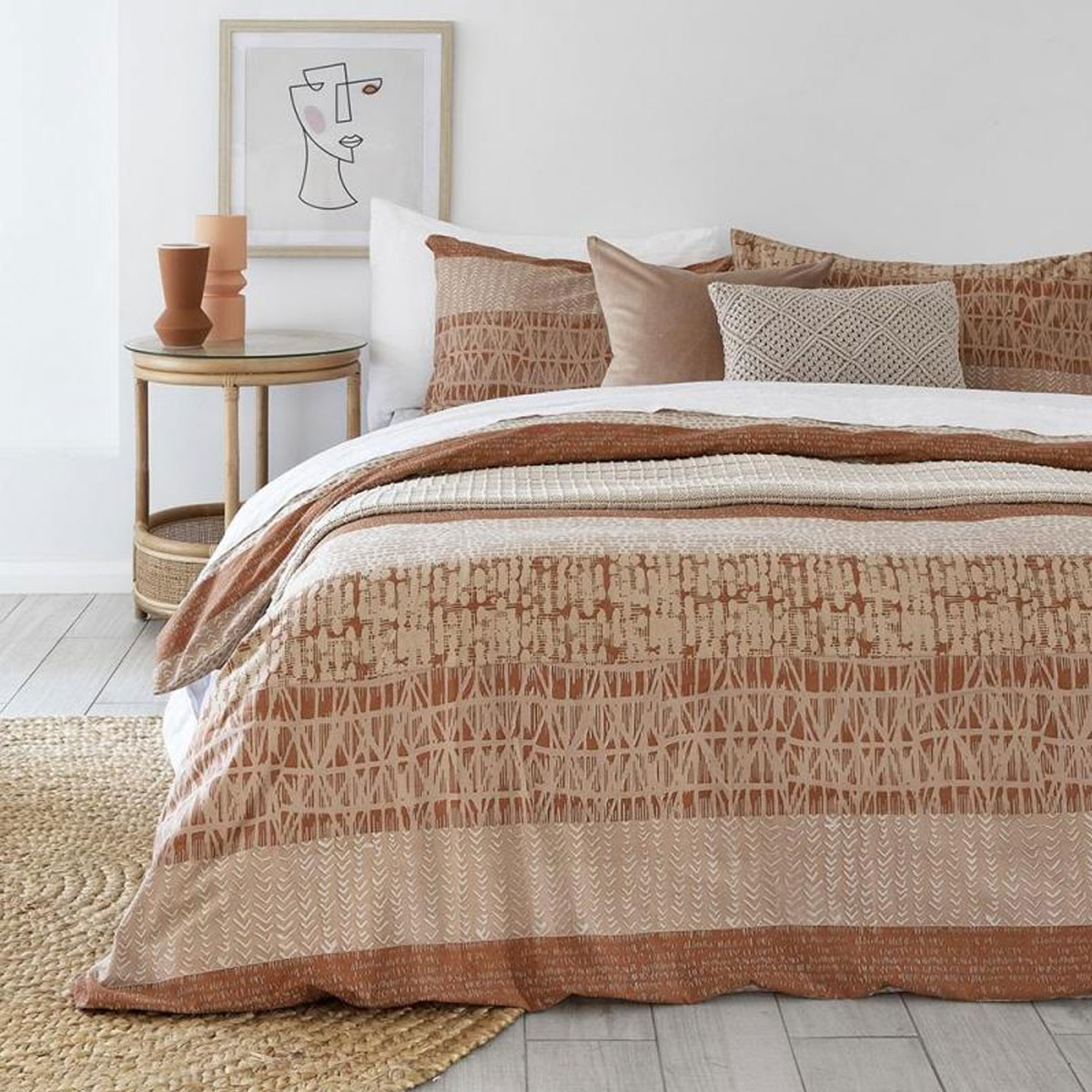 V442-BBY-QUILTCS-DARLINGTON-TERRACOTTA-QS-202503241640-00 Bambury Darlington Terracotta Cotton Polyester Quilt Cover Set Queen - Image 1