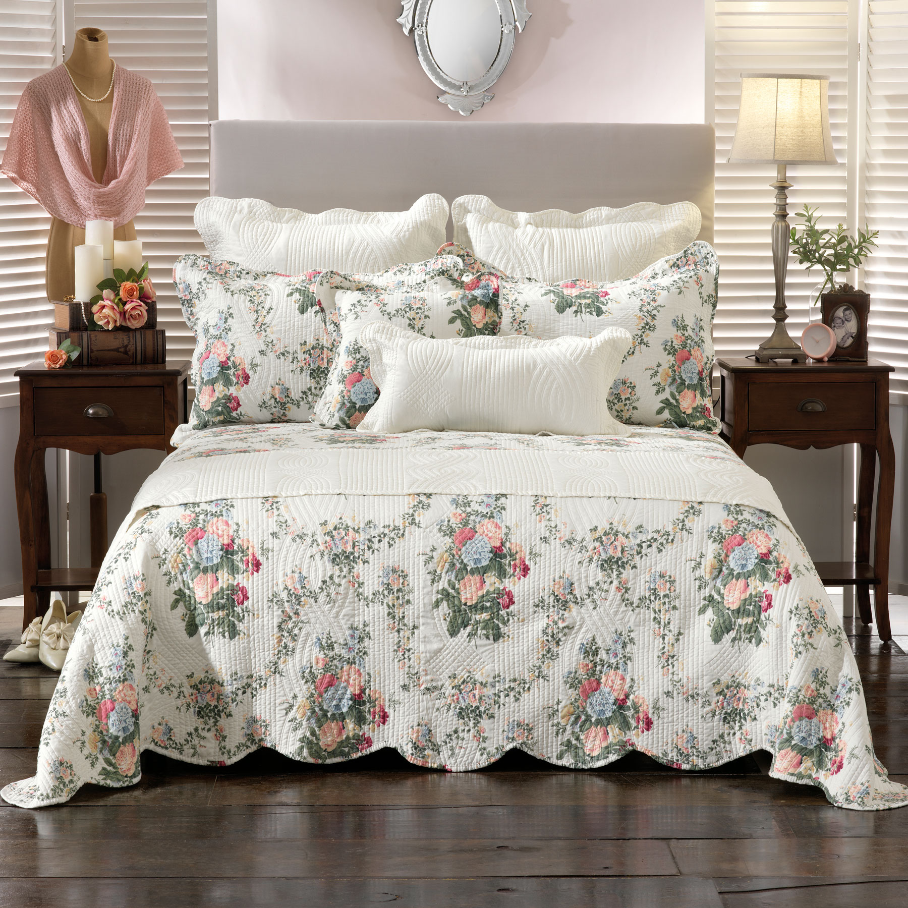 V442-BCA-BEDSPREAD-ROSEDALE-MULTI-KS-202973-00 Bianca Rosedale Multi Bedspread Set King Single - Image 1