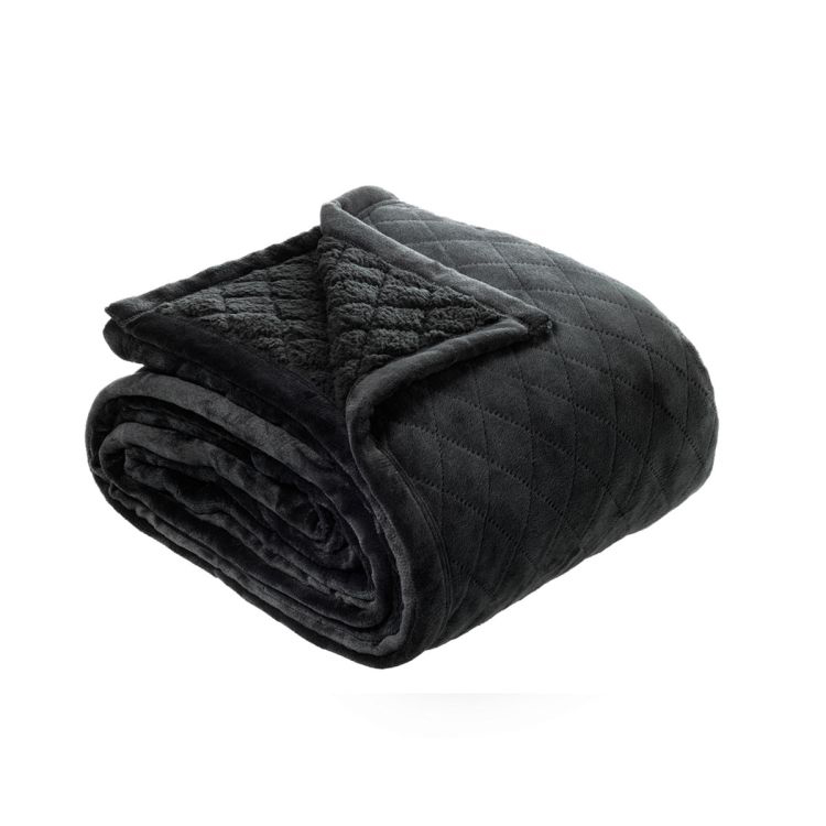 V442-BCA-BLANKET-MANSFIELD-CHARCOAL-SK-202743-00 Bianca Mansfield Blanket Charcoal Super King - Image 1