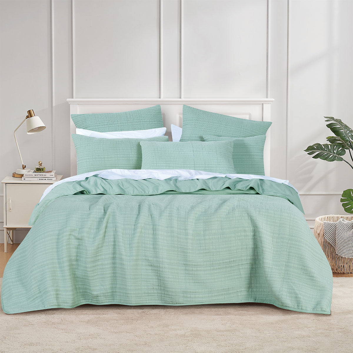V442-BCA-COVERLETS-CRESSIDA-SAGE-KI-202502260941-00 Bianca Cressida Sage Cotton Polyester Coverlet Set Queen/King - Image 1