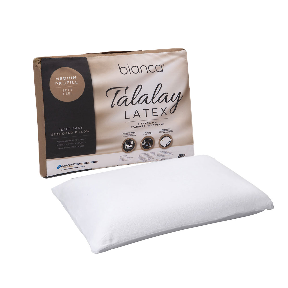 V442-BCA-PILLOW-LATEXMEDIUM-WHITE-ST-202942-00 Bianca Talalay Latex Medium Profile Pillow - Image 1