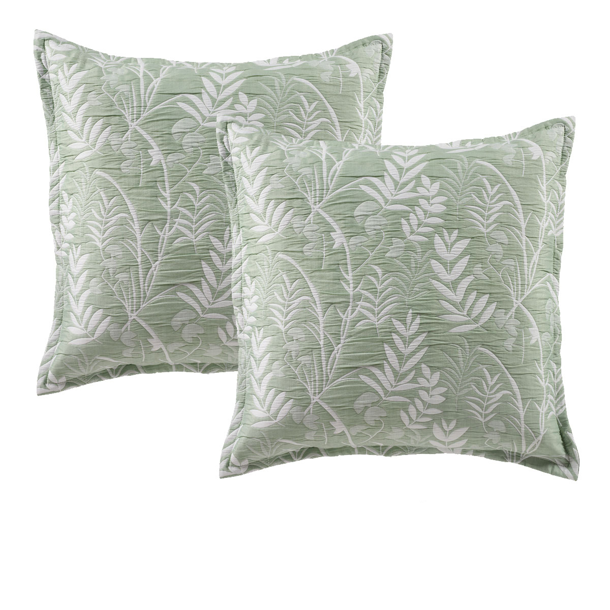 V442-BCA-PILLOWC-EDEN-SAGE-EU-158695-00 Bianca Pair of Eden Sage European Pillowcases - Image 1