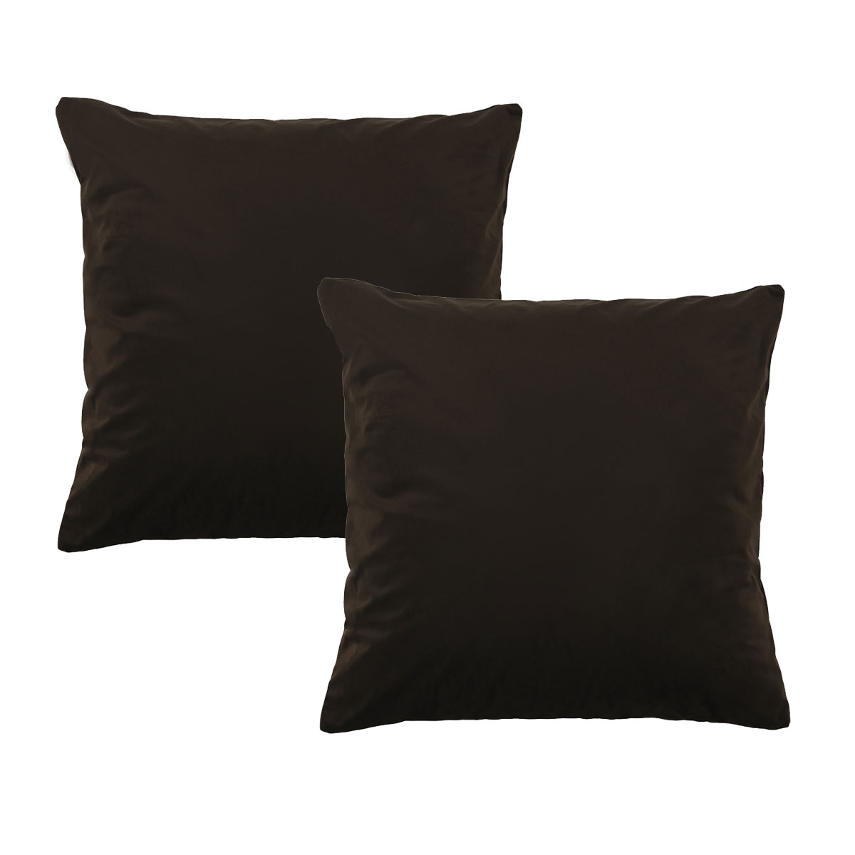 V442-BCA-PILLOWC-VIVIDCOORD-CHOCOLATE-EU-213292-00 Bianca Pair of Vivid Coordinates Velvet European Pillowcases Chocolate 65 x 65cm - Image 1