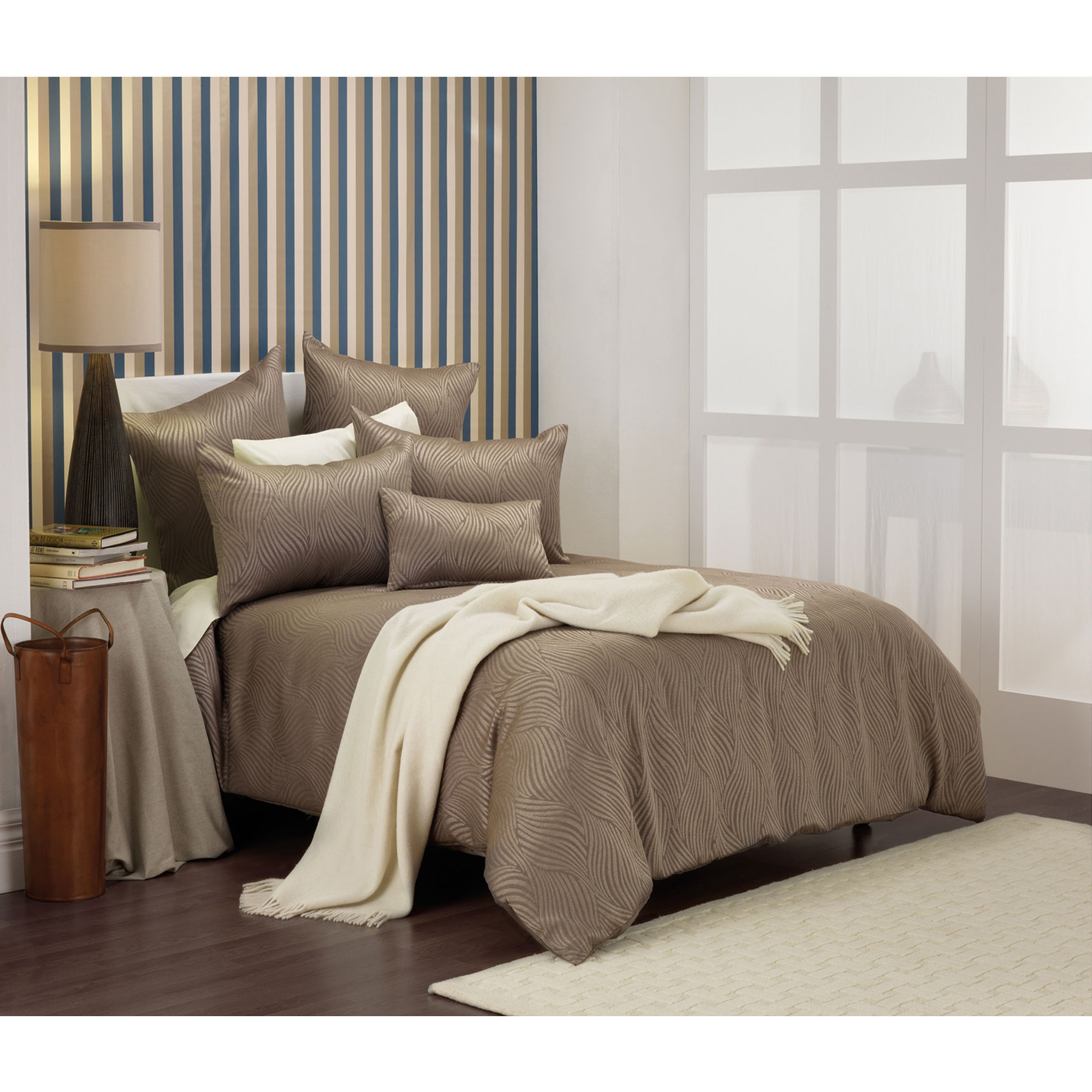 V442-BCA-QUILTCS-HAMPSHIRE-TAUPE-QS-202797-00 Bianca Hampshire Taupe Quilt Cover Set Queen - Image 1