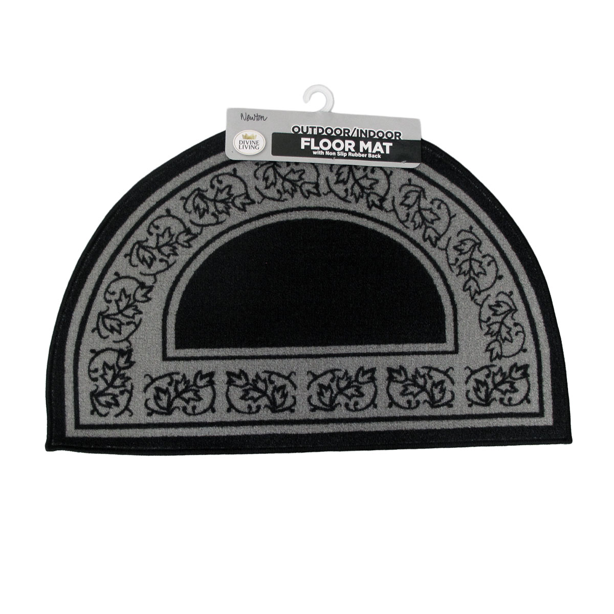 V442-BZO-BATHM-NEWTON-BLACK-RD-98521-00 Newton Half Moon Floor Mat 50 x 80cm Black - Image 1