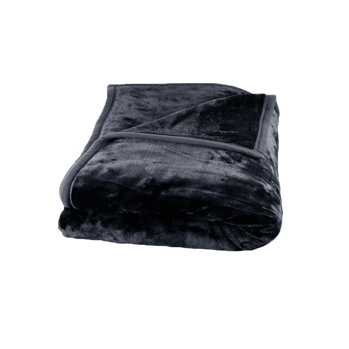 V442-BZO-BLANKET-675SOLID-CHARCOAL-QS-97826-00 675gsm 2 Ply Solid Faux Mink Blanket Queen 200x240 cm Charcoal - Image 1