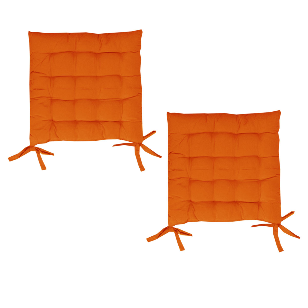 V442-BZO-CHAIRCU-SETOF2SOLID-ORANGE-SQ-98528-00 Set of 2 Chair Pads with Ties 40 x 40 cm Orange - Image 1