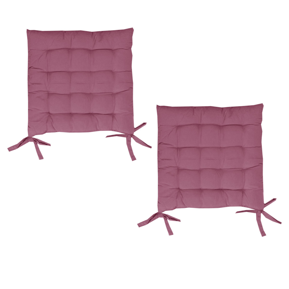 V442-BZO-CHAIRCU-SETOF2SOLID-PINK-SQ-98529-00 Set of 2 Chair Pads with Ties 40 x 40 cm Dusty Pink - Image 1