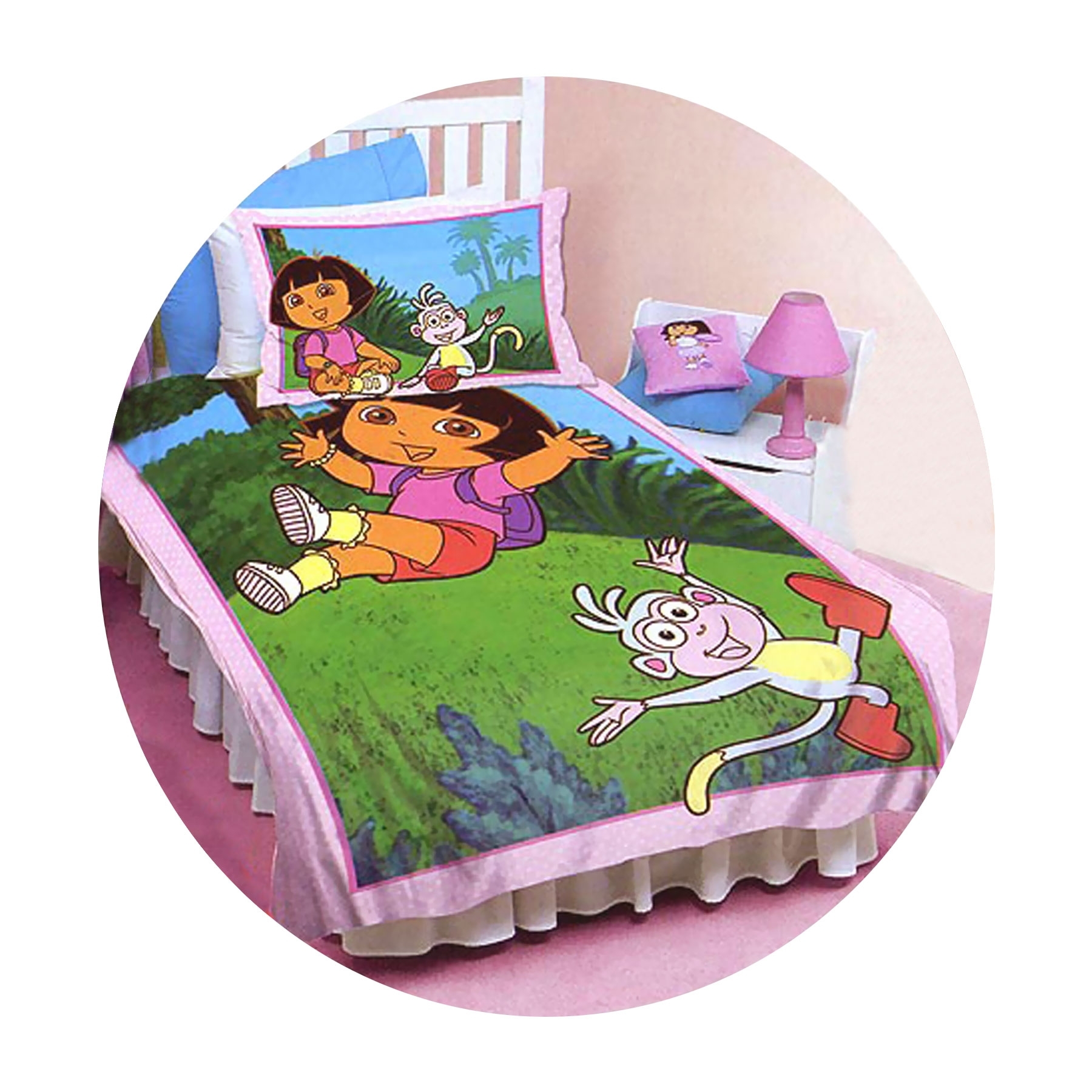 V442-CAP-QUILTCS-DORAFRIEND-MULTI-DS-97910-00 Disney Dora The Explorer Licensed Quilt Cover Set Friends Double - Image 1