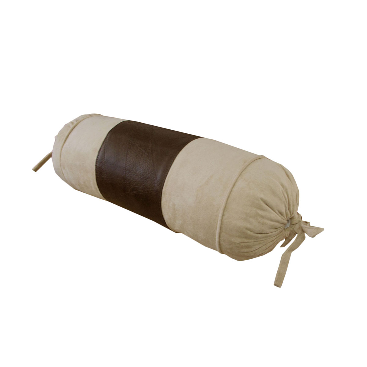 V442-END-NECKROLLC-STUDIO-BROWN-NK-98760-00 Phase 2 Studio Faux Suede/Faux Leather Neckroll Cover 15 x 35 cm - Image 1