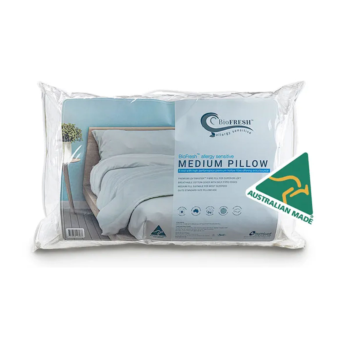 V442-ERT-PILLOW-BIOFRESHMEDIUM-WHITE-ST-78047-00 Easyrest BioFresh Allergy Sensitive Medium Standard Pillow 48 x 73 cm - Image 1