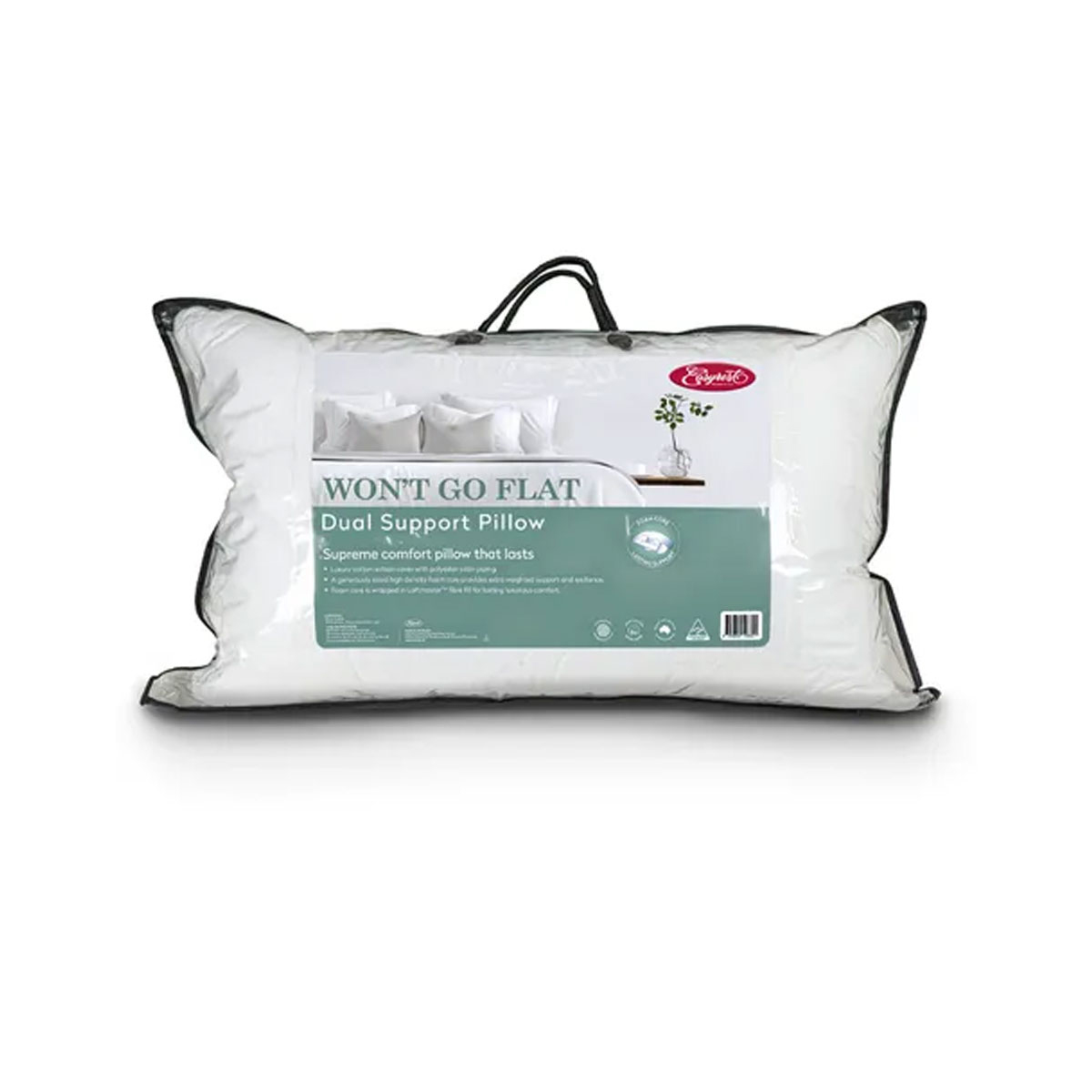 V442-ERT-PILLOW-WONTGOFLAT-WHITE-ST-78183-00 Easyrest Won't Go Flat Dual Support Standard Pillow 48 x 73 cm - Image 1