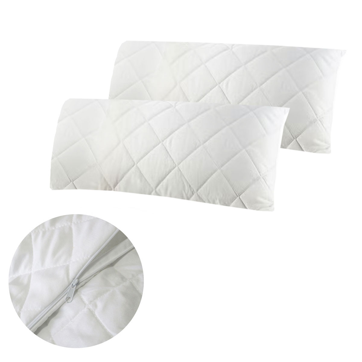 V442-ERT-PILLOWP-PAIROFQUILTED-WHITE-KI-78048-00 Easyrest Pair of King Quilted Pillow Protectors 52 x 92 cm - Image 1