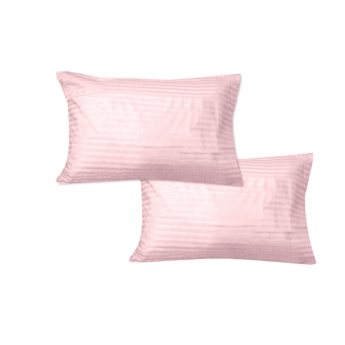 V442-GHT-PILLOWC-600TCWIDESTRIPE-PINK-ST-104364-00 600TC Pair of Wide Self Striped Standard Pillowcases Pink - Image 1