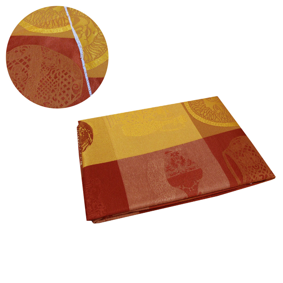 V442-GNA-TABLEC-24AMBROSE180-RUST-RD-144601-00 Damask Jacquard Polyester Tablecloth 180cm Round Ambrose Rust - Image 1