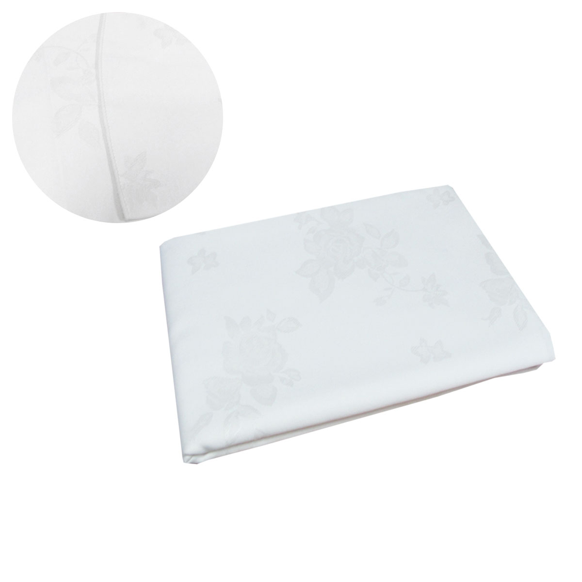 V442-GNA-TABLEC-24ROSIE180-WHITE-RD-144602-00 Damask Jacquard Polyester Tablecloth 180cm Round Rosie White - Image 1