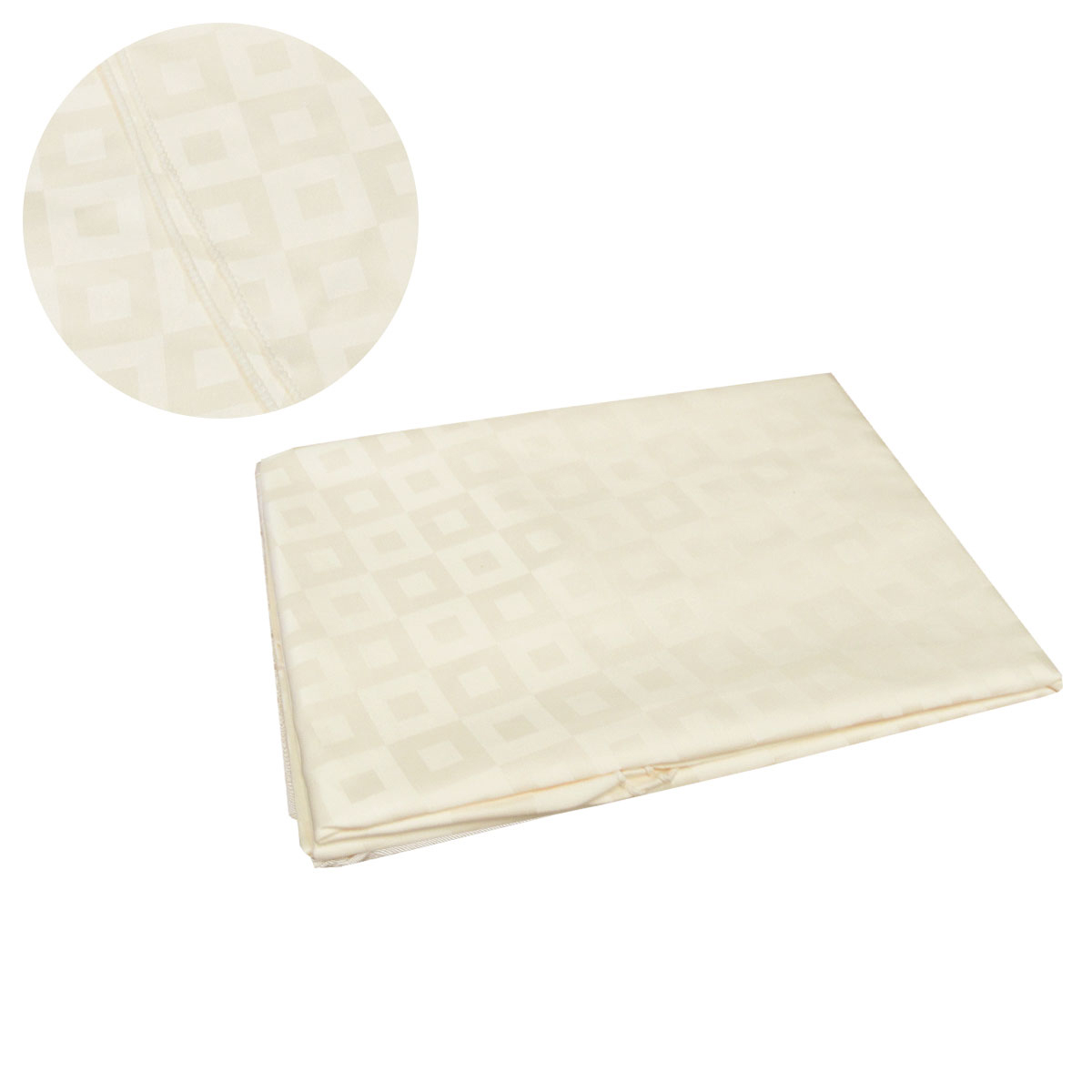 V442-GNA-TABLEC-24SQUARES180-CREAM-RD-144608-00 Damask Jacquard Polyester Tablecloth 180cm Round Squares Cream - Image 1