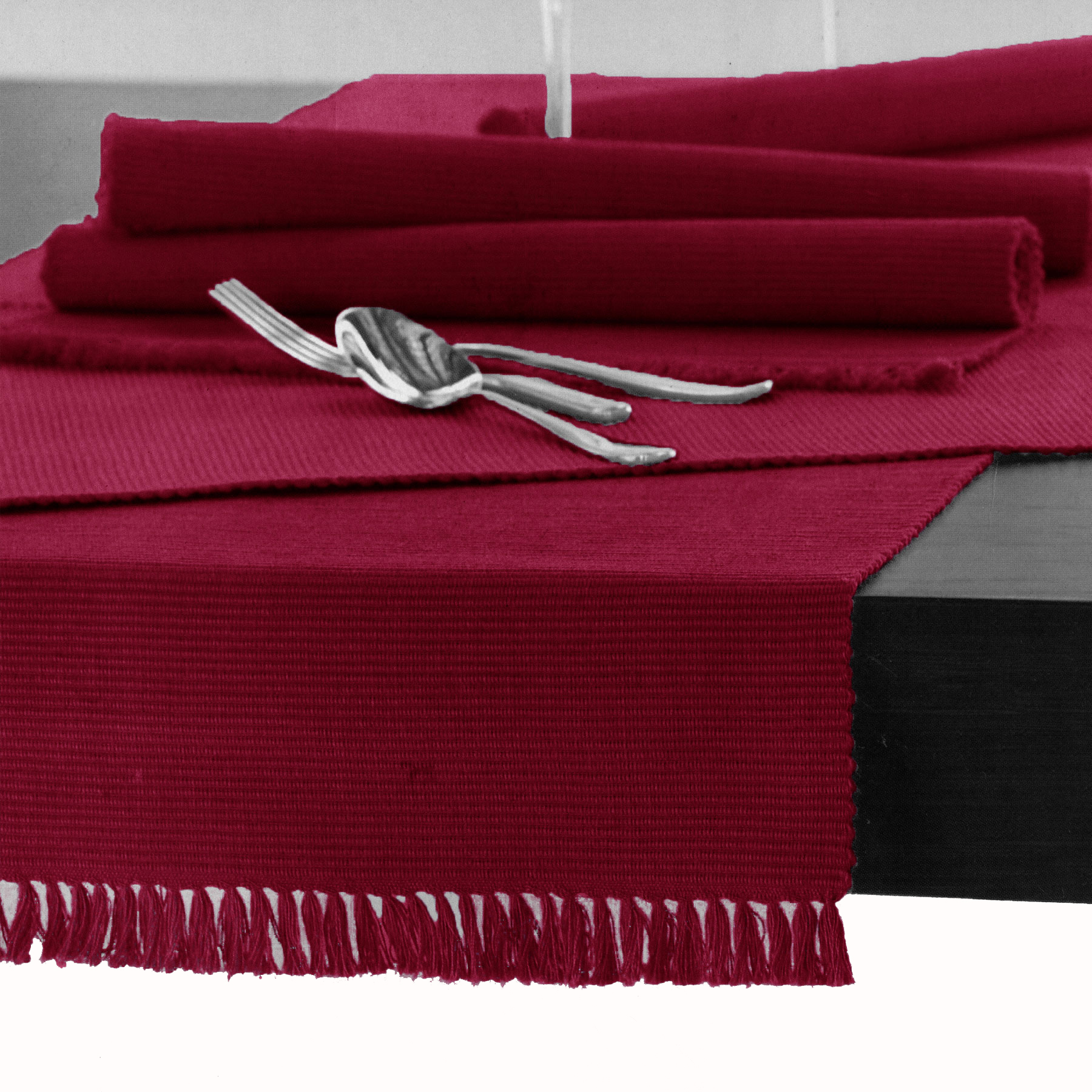V442-GNA-TABLER-RIBBED-200CM-PERSIANRED-143841-00 Hoydu Cotton Ribbed Table Runner 45cm x 200cm - PERSIAN RED - Image 1