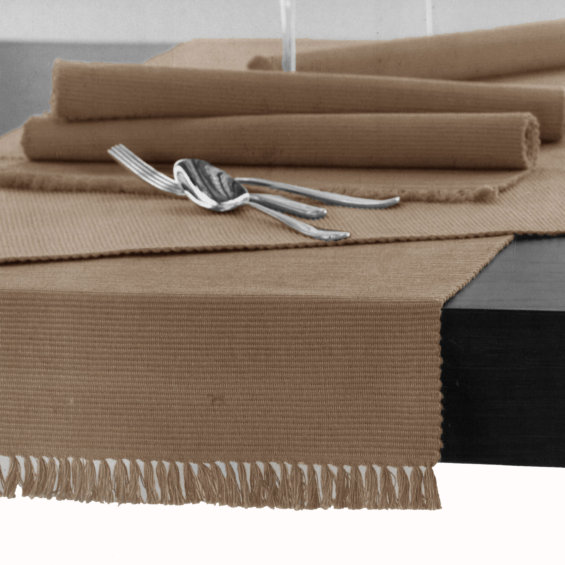 V442-GNA-TABLER-RIBBED-200CM-SAND-213289-00 Hoydu Cotton Ribbed Table Runner 45cm x 200cm - SAND - Image 1