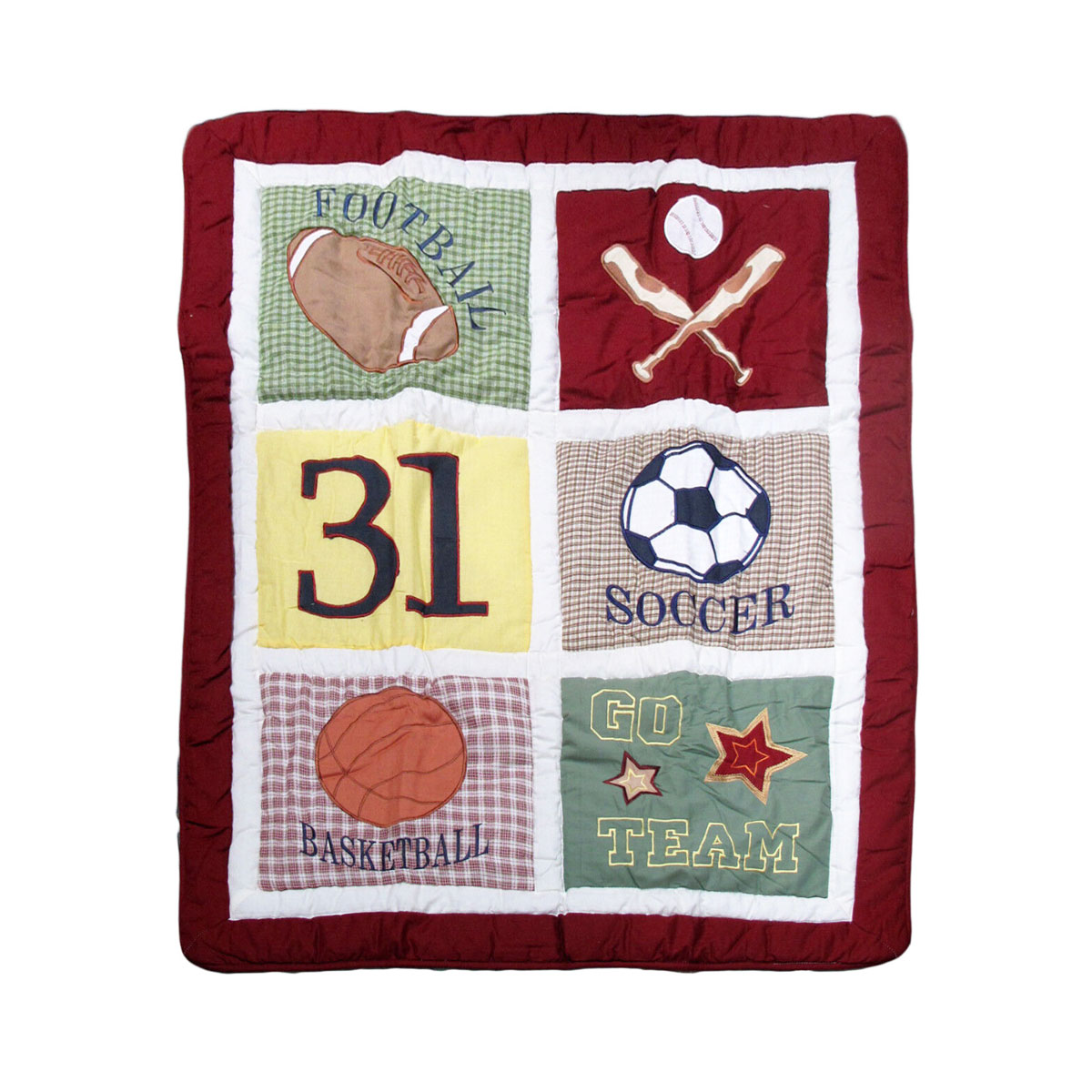 V442-GXY-BLANKET-BABYSPORTS-MULTI-RE-141577-00 Sports Embroidered Nursery Baby Blanket/Coverlet 91 x 114 cm - Image 1