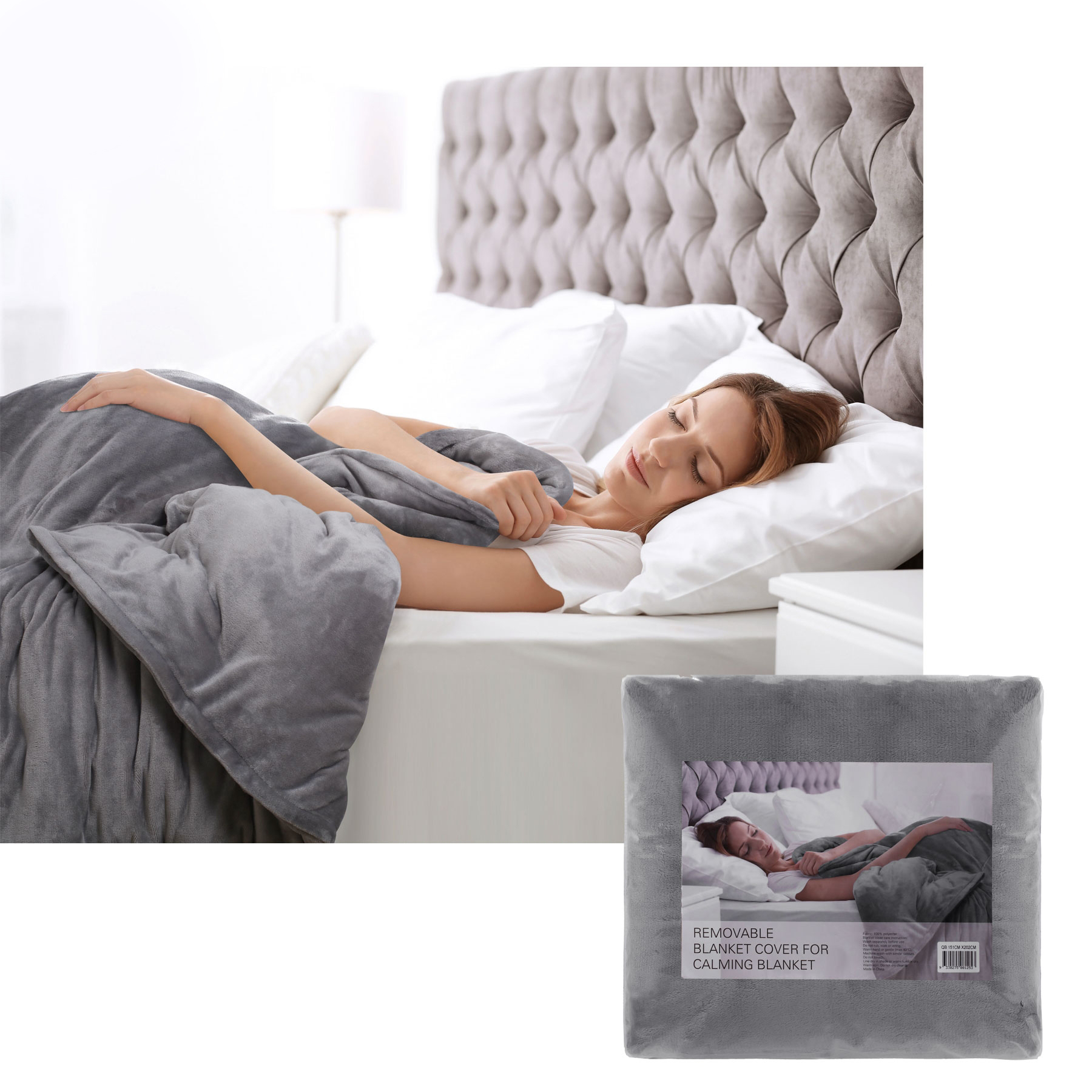 V442-HIN-BLANKET-COVER-GREY-SB-83257-00 Accessorize Grey Removable Blanket Cover Single - Image 1