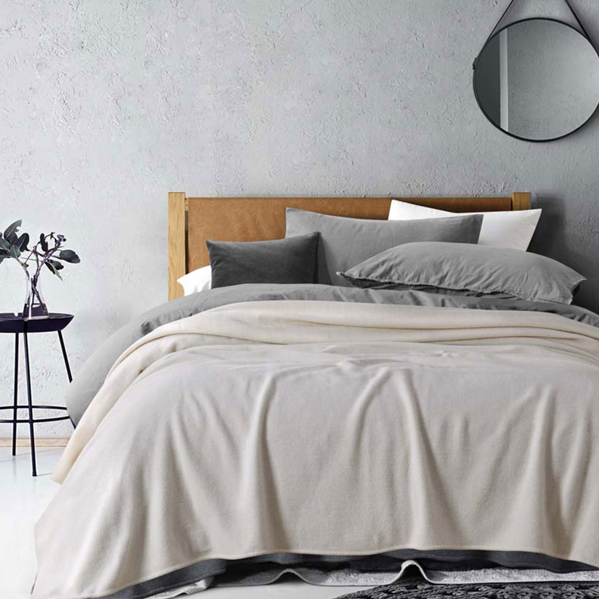 V442-HIN-BLANKET-LACONIAWOOL-NATURAL-KI-190607-00 Laconia 400GSM Premium Australian Pure Wool Blanket Natural King - Image 1