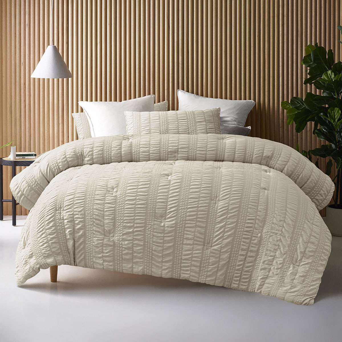 V442-HIN-COMFORTER-SEERSUCKER-NATURAL-QS-202502280851-00 Accessorize Seersucker Natural 3 Piece Comforter Set Queen - Image 1
