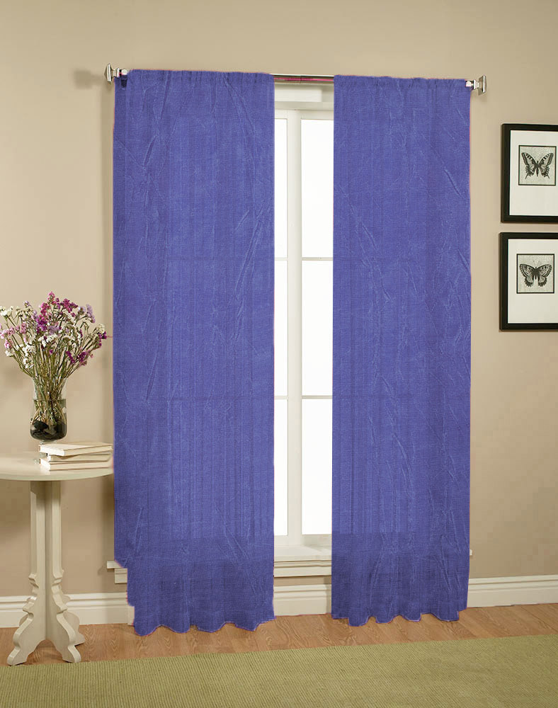 V442-HIN-CURTAIN-CRUSHED-SHEER-BLUE-83227-00 Pair of Crushed Sheer Curtains Blue - Image 1