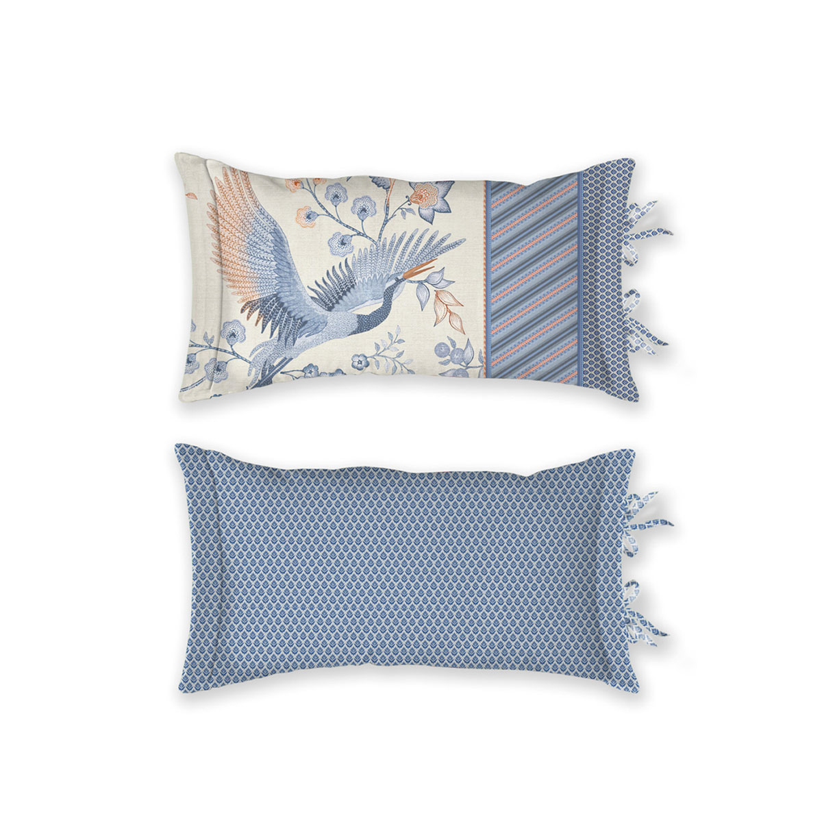 V442-HIN-CUSHION-ROYALBIRDS-BLUE-RE-83348-00 PIP Studio Royal Birds Blue Oblong Cushion - Image 1