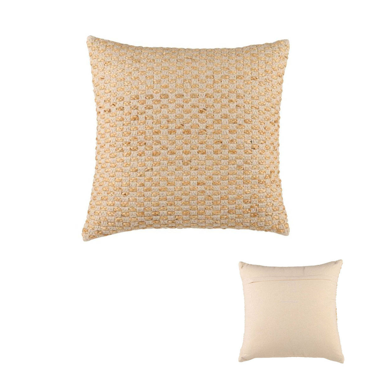 V442-HIN-CUSHION-TAMI-NATURAL-SQ-83666-00 Accessorize Tami Cotton/Jute Square Filled Cushion 45cm x 45cm - Image 1