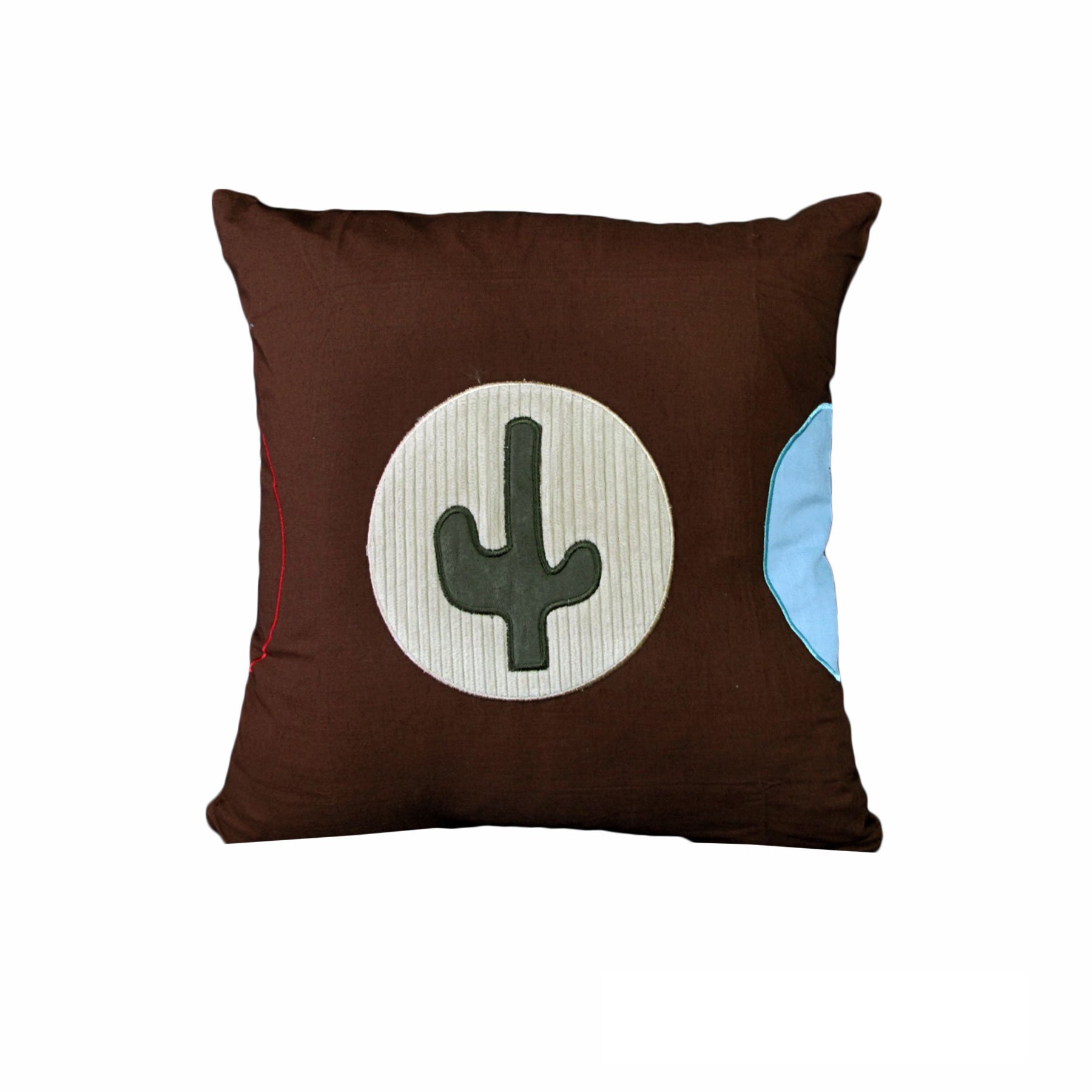 V442-HIN-CUSHION-WILDWEST-BROWN-SQ-204765-00 Happy Kids Wildwest 43x43 cm Square Cushion - Image 1