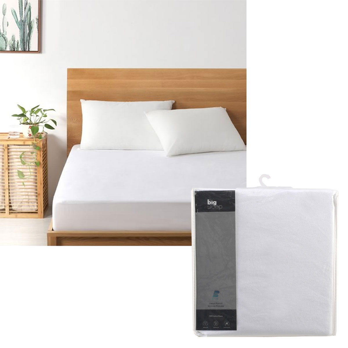 V442-HIN-MATTRESSP-BIGSLEEP-WHITE-SB-82414-00 The Big Sleep Cotton Flannel Waterproof Mattress Protector Single - Image 1