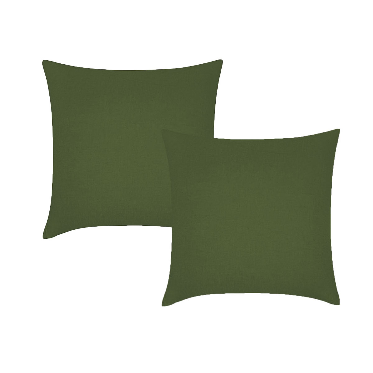 V442-HIN-PILLOWC-FRENCHLINEN-OLIVE-EU-83765-00 Vintage Design Homewares Pair of Olive French Linen European Pillowcases 65 x 65cm - Image 1