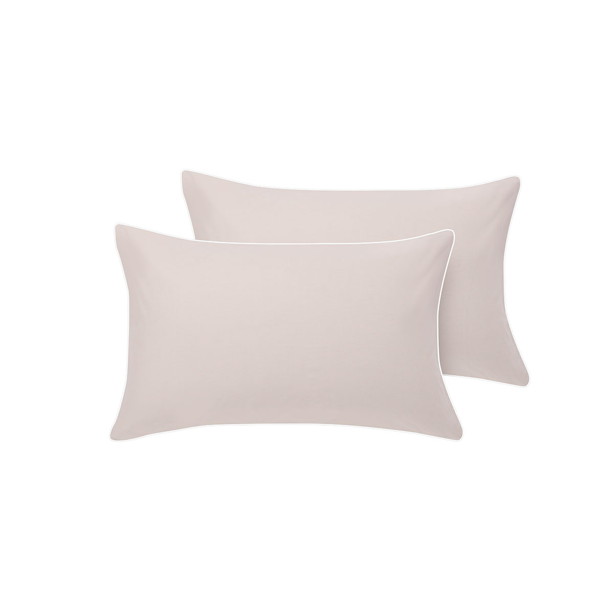 V442-HIN-PILLOWC-HOTELPIPED-WHITENATURAL-ST-185274-00 Accessorize Pair of White/Natural Piped Hotel Deluxe Cotton Standard Pillowcases - Image 1