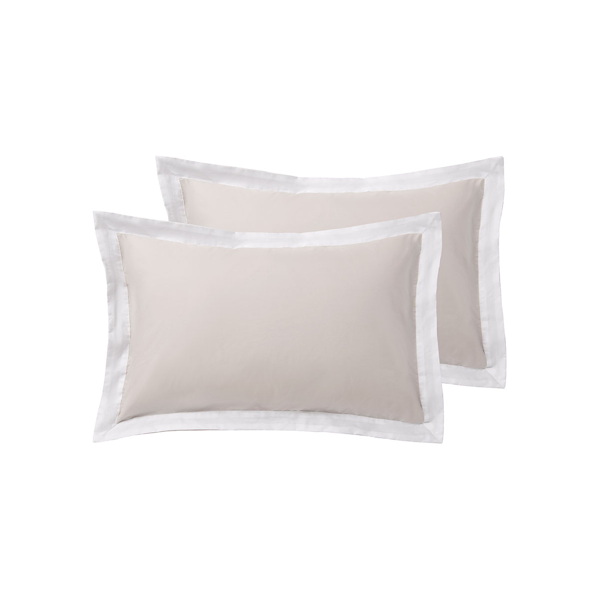 V442-HIN-PILLOWC-HOTELTAILORED-WHITENATURAL-ST-185272-00 Accessorize Pair of White/Natural Tailored Hotel Deluxe Cotton Standard Pillowcases - Image 1