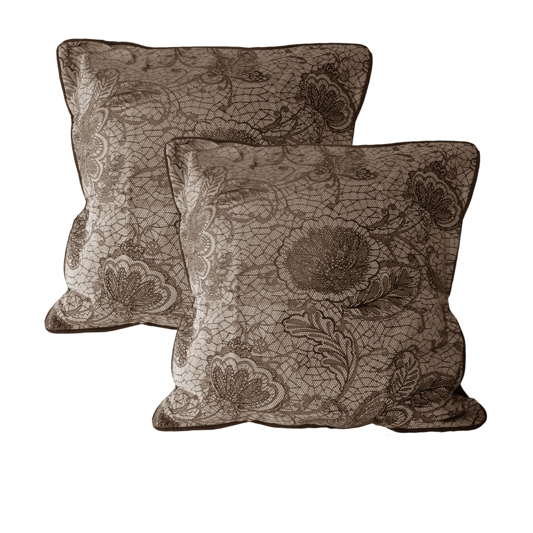 V442-HIN-PILLOWC-PAIROFTRUDIE-CHOCOLATE-EU-82349-00 Accessorize Pair of Trudie Lace European Pillowcases Chocolate - Image 1