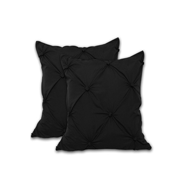 V442-HIN-PILLOWC-PUFFY-BLACK-EU-82344-00 Accessorize 2 Pce Puffy European Pillowcases Black - Image 1