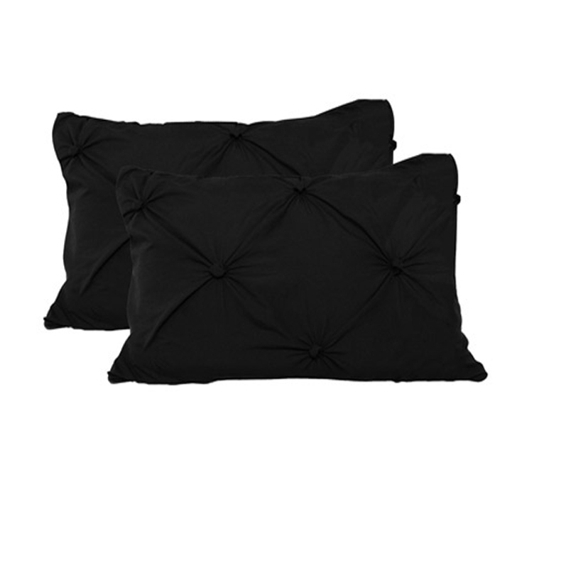 V442-HIN-PILLOWC-PUFFY-BLACK-ST-82343-00 Accessorize 2 Pce Puffy Standard Pillowcases Black - Image 1