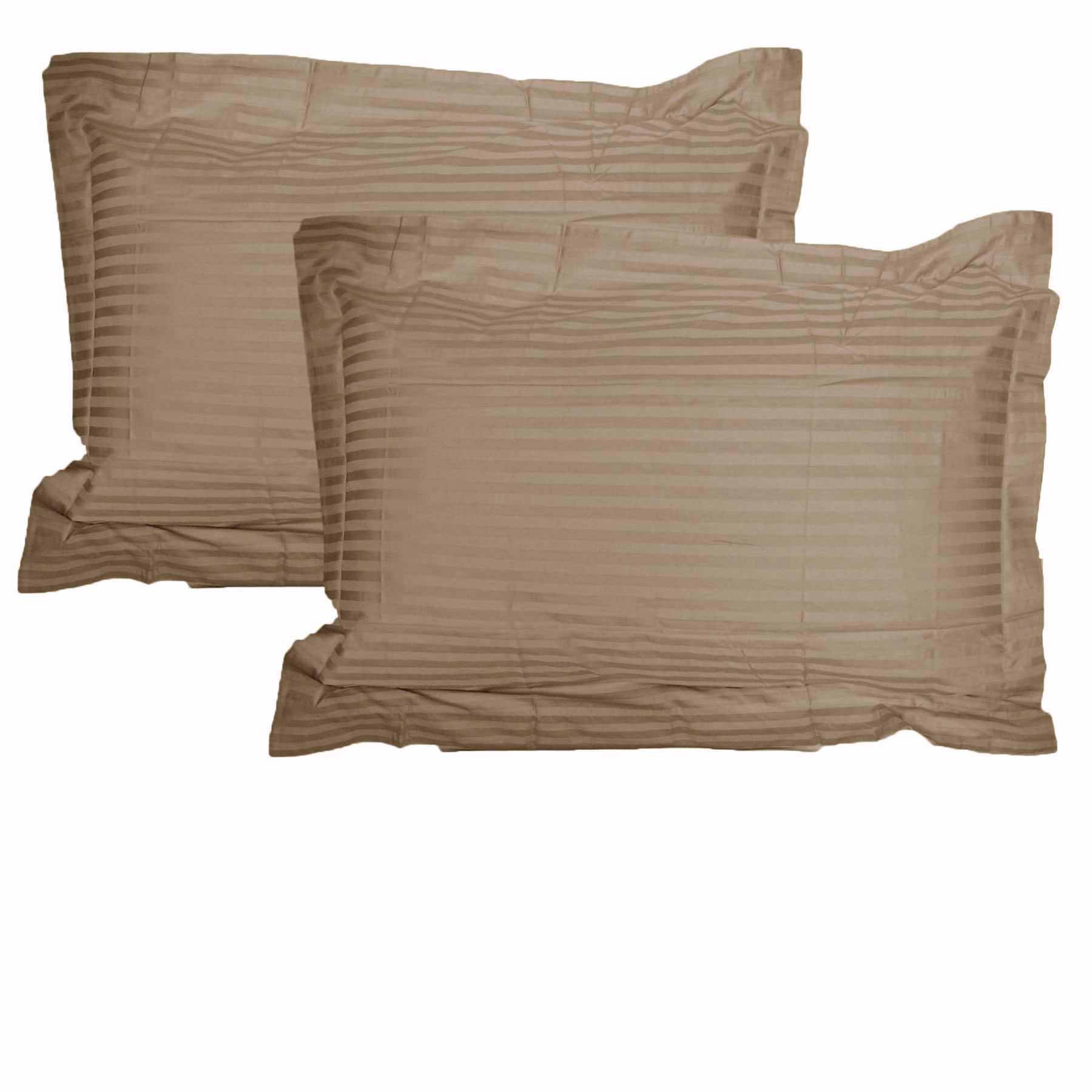 V442-HIN-PILLOWC-STRIPE-MOCHA-QS-82320-00 Accessorize 325TC Pair of Stripe Jumbo / Queen Pillowcases Mocha - Image 1