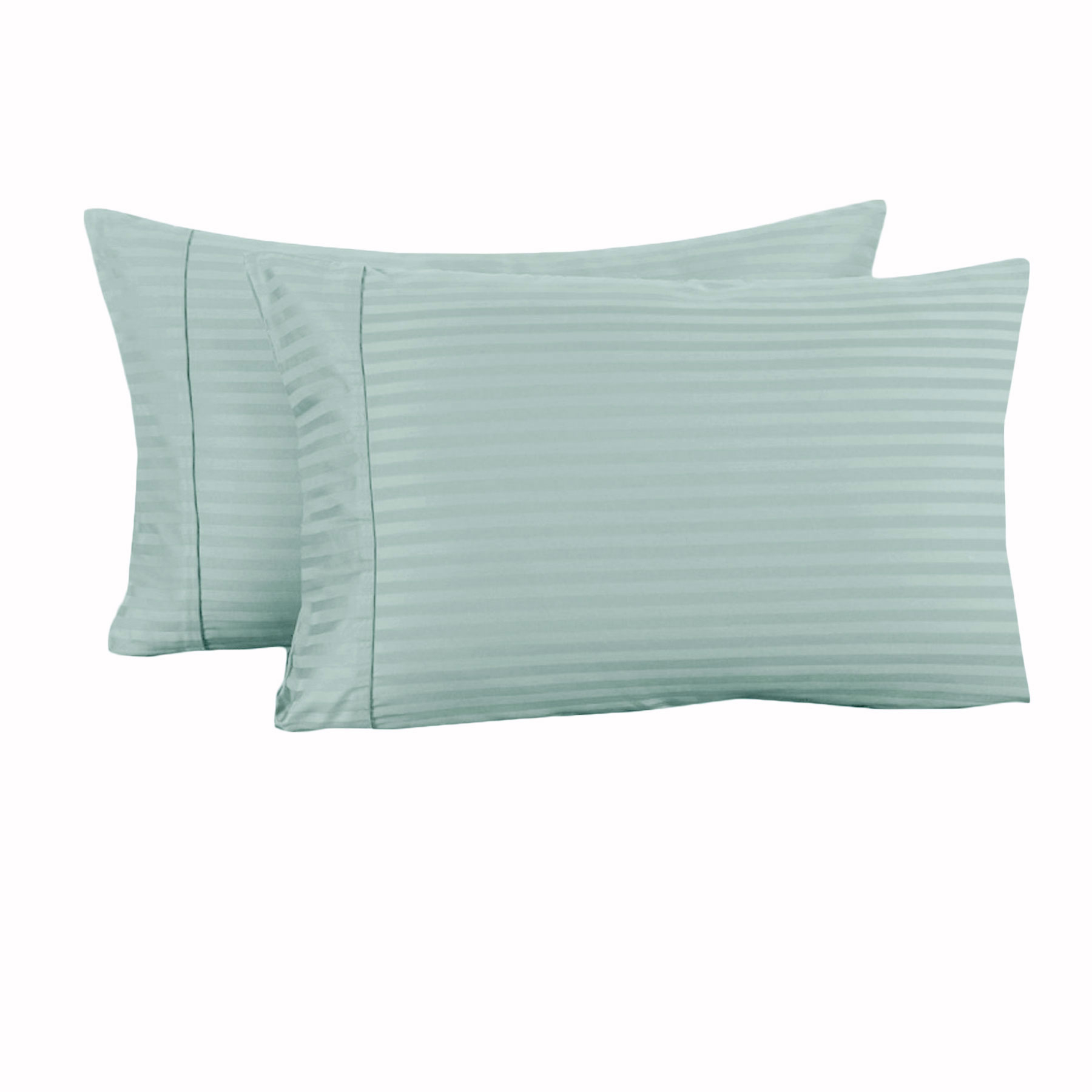 V442-HIN-PILLOWC-STRIPECUFFED-BLUE-ST-82330-00 Accessorize 325TC Pair of Cuffed Standard Pillowcases Blue - Image 1