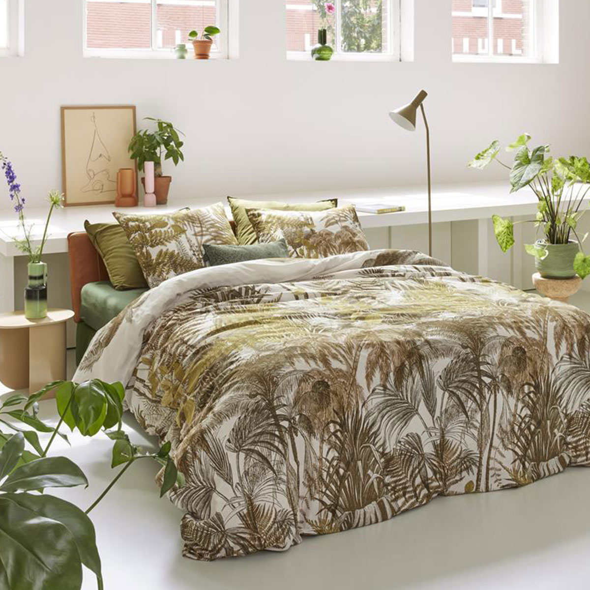 V442-HIN-QUILTCS-CARIBE-OCHRE-KI-83681-00 Bedding House Caribe Ochre Cotton Quilt Cover Set King - Image 1