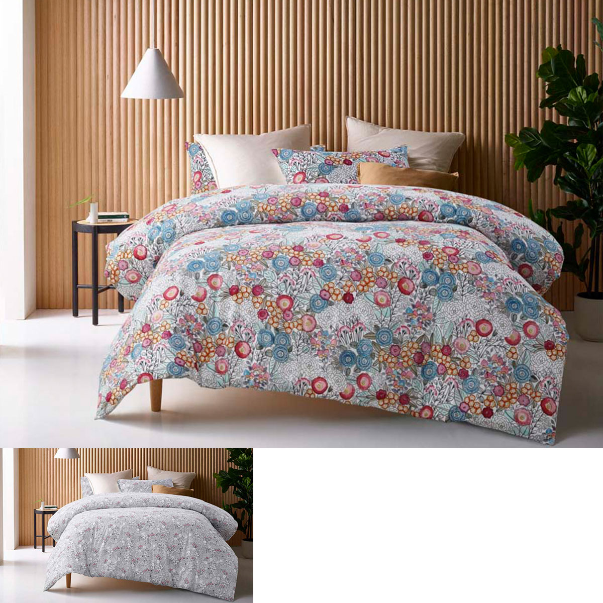 V442-HIN-QUILTCS-COTTONAMARA-BLUE-KI-90060-00 Accessorize Amara Washed Cotton Printed Reversible Quilt Cover Set King - Image 1